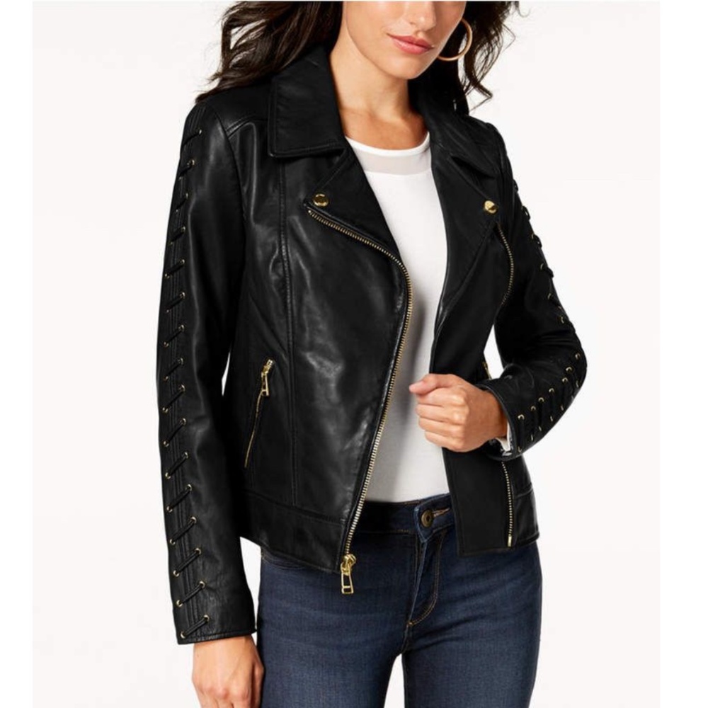 Guess black leather jacket NEW
